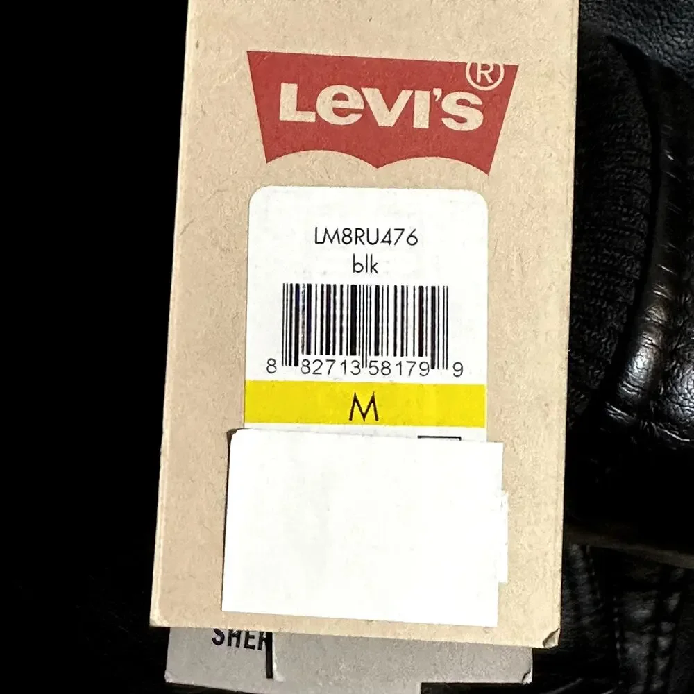 Levi's Faux Leather Aviator Bomber Jacket Faux Fur Water Resistant Black M NWT